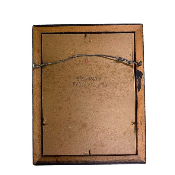 Vintage Chinese Art Print Black Gold Wooden Framed 7” X 5.5” - Picture 10 of 10